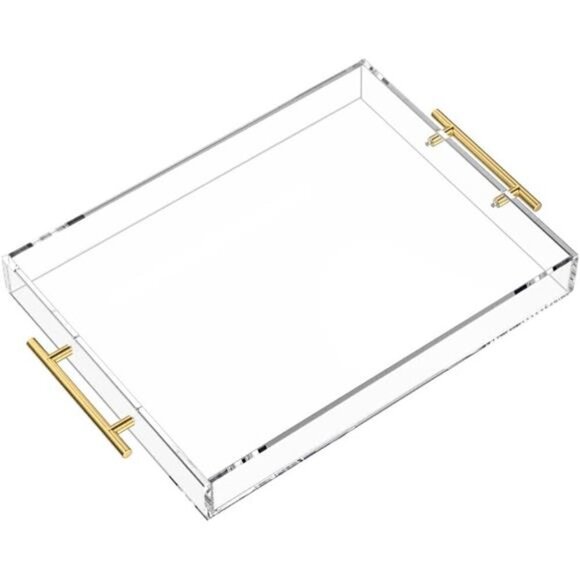 Clear Serving Tray 12x16 Spill Proof Acrylic Organizer Coffee Table Counter top - Picture 1 of 5